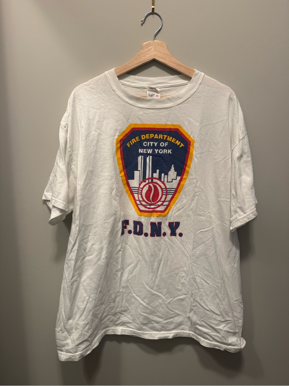 Hanes White FDNY Shield Graphic Short Sleeve Tee